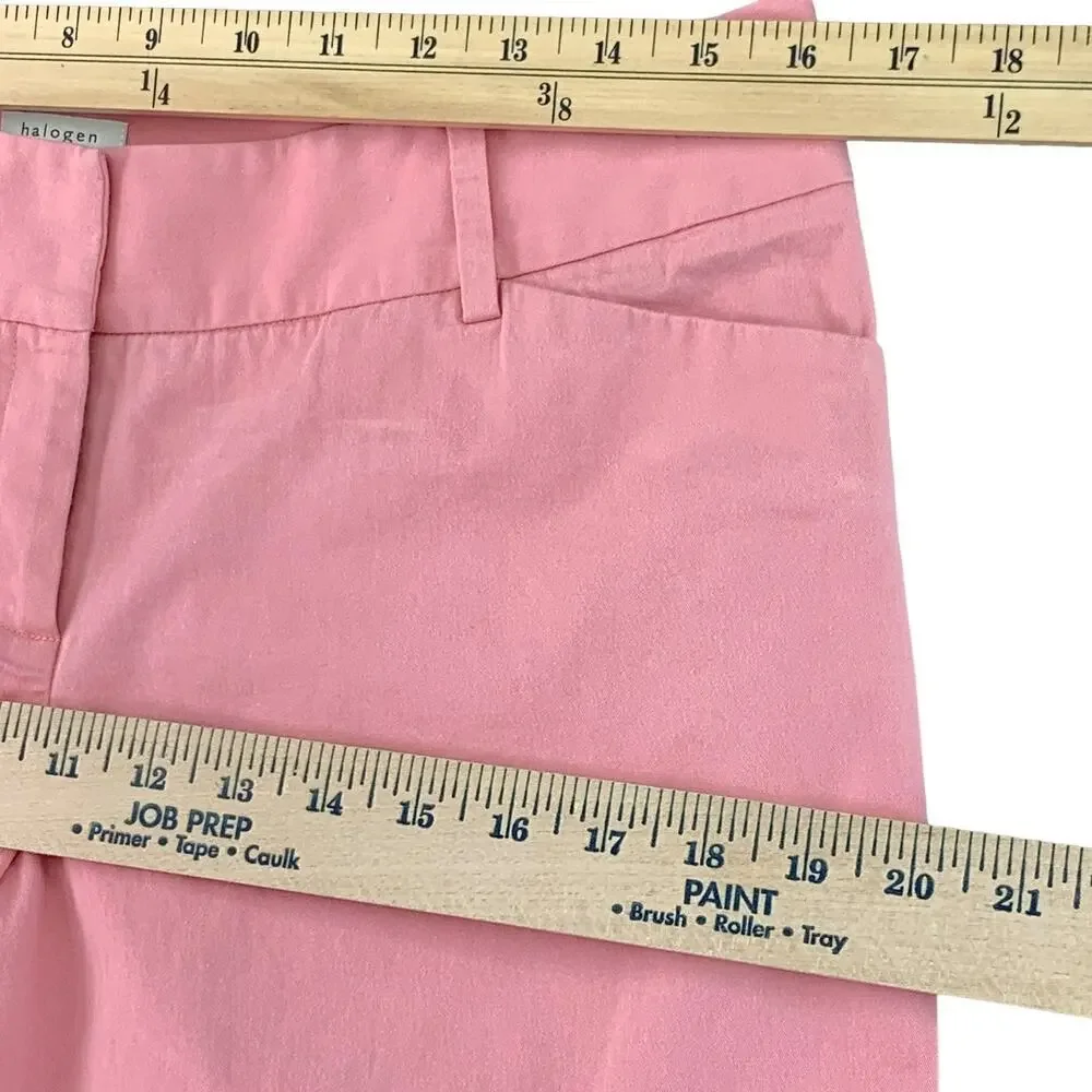 Halogen Cropped Capri Pants Wide Leg Womens 8 Peach Stretchy Mid Rise Cuff Hem - Picture 7 of 12
